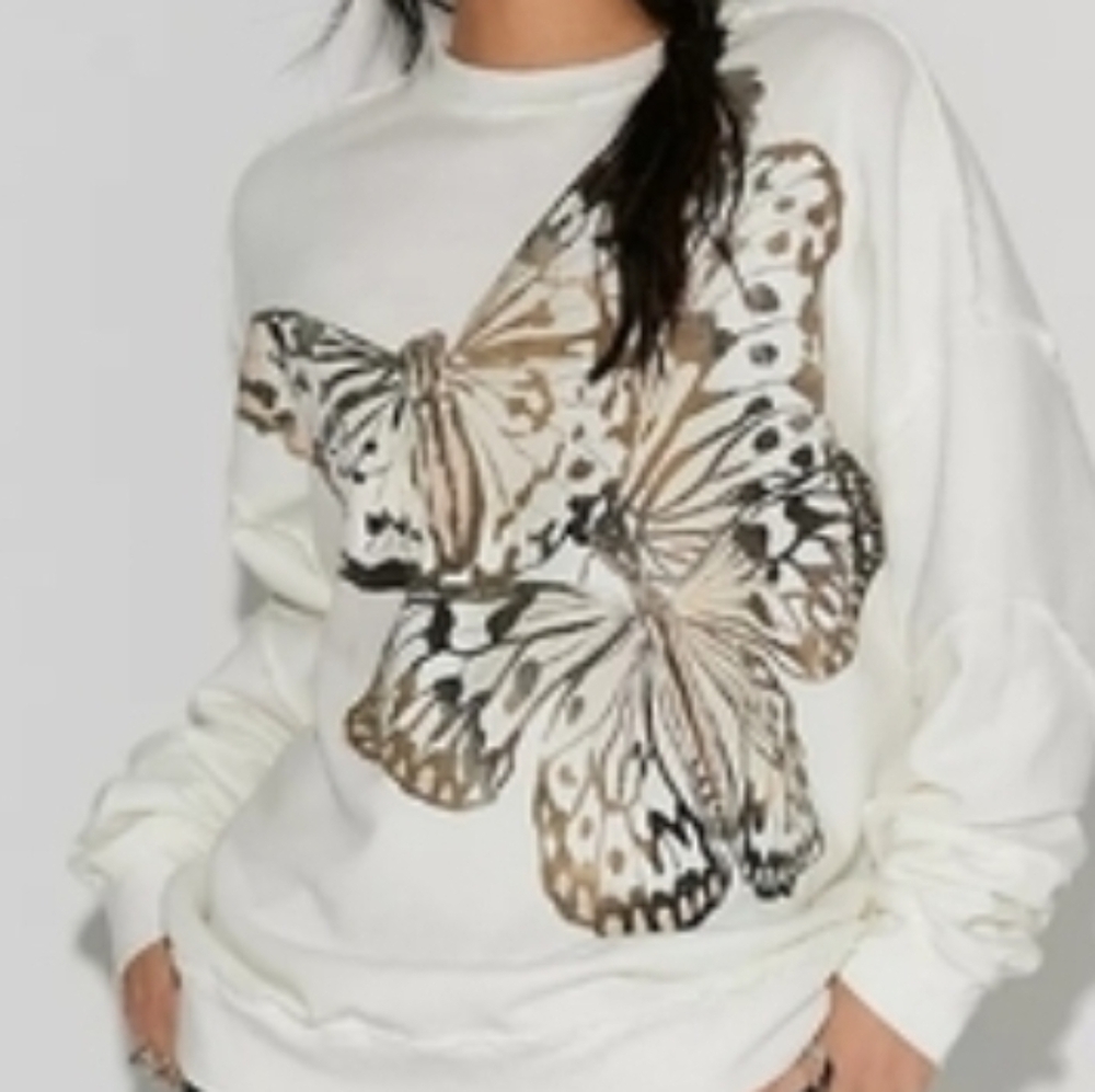 Ragabond Studio x Free People Midnight Sweatshirt Butterfly Ivory  - Picture 4 of 5